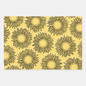 Feuille De Papier Cadeau Flore Rustique Tournesol Main tiré (Devant 2)