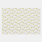 Feuille De Papier Cadeau Flore tendance gris et jaune (Devant 3)