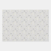 Feuille De Papier Cadeau Flore tendance gris et jaune (Devant)