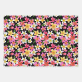 Feuille De Papier Cadeau Flore tropicale sur noir (Devant)