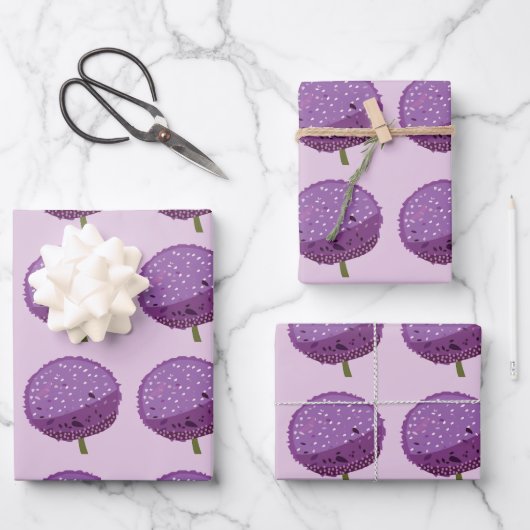 Feuille De Papier Cadeau Flore violette Allium (Recto)