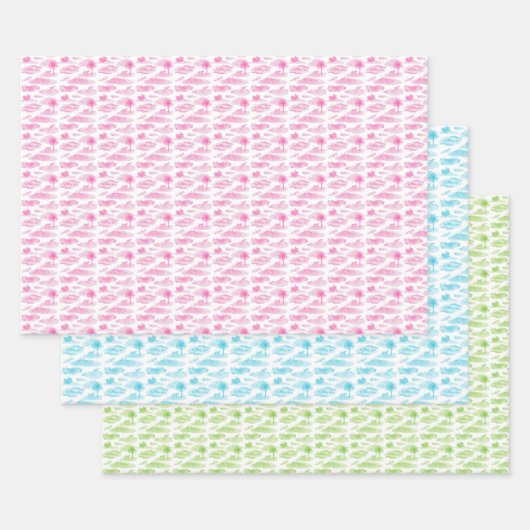 Feuille De Papier Cadeau Florida Animal Toile Wrapping Paper  (Lot)