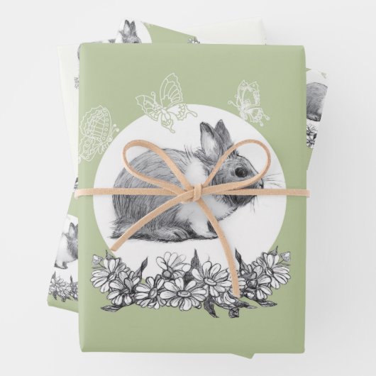 Feuille De Papier Cadeau Fluffy le lapin (En situation)