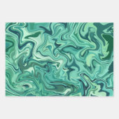 Feuille De Papier Cadeau Fluidité Abstraite dans les tons verts (Devant 3)