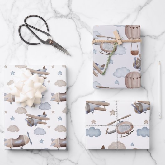 Feuille De Papier Cadeau Flying Machines  (Recto)