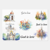 Feuille De Papier Cadeau Foi et Motif d'aquarelle grâce (Devant 3)