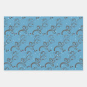 Feuille De Papier Cadeau Foliage bleu Brown Motif Noël (Devant 3)