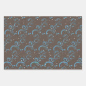 Feuille De Papier Cadeau Foliage bleu Brown Motif Noël (Devant)