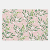 Feuille De Papier Cadeau Foliage vert Motif Élégant vert clair bleu (Devant)