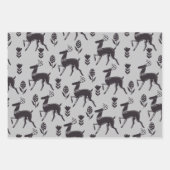Feuille De Papier Cadeau Folk Art Black Deer Trio II (Devant 2)