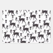 Feuille De Papier Cadeau Folk Art Black Deer Trio II (Devant)