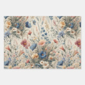 Feuille De Papier Cadeau Fond beige de prairie de fleurs sauvages (Devant)