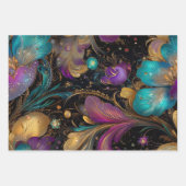 Feuille De Papier Cadeau Fond d'écran Fleurs Intriguées Violet (Devant 2)