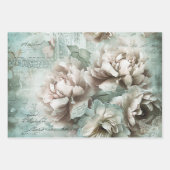 Feuille De Papier Cadeau Fond Vintage Peonies Découpage (Devant 2)