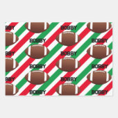 Feuille De Papier Cadeau Football Ajouter Nom Fun Noël Rouge & Vert 3 (Devant 2)
