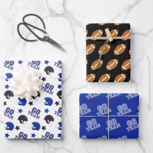Feuille De Papier Cadeau Football américain Motifs bleus et noirs