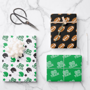Feuille De Papier Cadeau Football américain Motifs verts et noirs