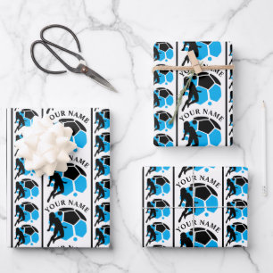 Feuille De Papier Cadeau Football Anniversaire, Football Joueuse