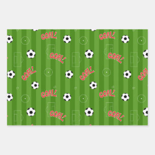 Feuille De Papier Cadeau Football Football Green Sports Field