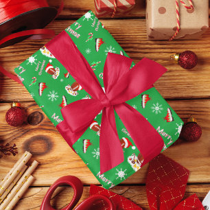 Feuille De Papier Cadeau Football Joyeux Noël avec motif de nourriture snac