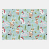 Feuille De Papier Cadeau Forêt boisée Animaux Noël Renard renard renard nei (Devant)