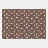 Feuille De Papier Cadeau Forêt boisée rustique Animaux bébé (Devant 3)