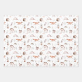 Feuille De Papier Cadeau Forêt boisée rustique Animaux bébé (Devant 2)