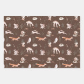 Feuille De Papier Cadeau Forêt boisée rustique Animaux bébé (Devant)