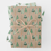 Feuille De Papier Cadeau Forêt d'arbres de Noël (En situation)