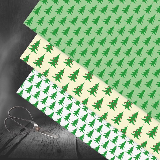 Feuille De Papier Cadeau Forêt d'arbres de Noël