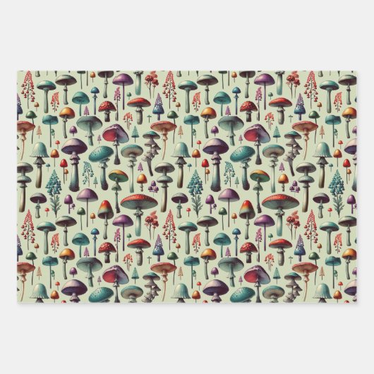 Feuille De Papier Cadeau Forêt de champignons (Devant 3)