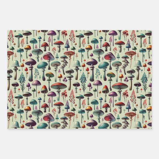 Feuille De Papier Cadeau Forêt de champignons (Devant)