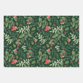 Feuille De Papier Cadeau Forêt de feuillage de Noël moderne et rayures rust (Devant)