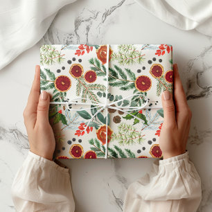 Feuille De Papier Cadeau Forêt de Noël scandinave d'hiver moderne