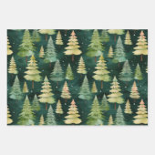 Feuille De Papier Cadeau Forêt de nuit des arbres de Noël (Devant 2)