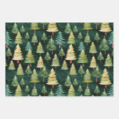 Feuille De Papier Cadeau Forêt de nuit des arbres de Noël (Devant)