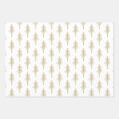 Feuille De Papier Cadeau Forêt de pins d'or rouge vert et blanc (Devant 2)
