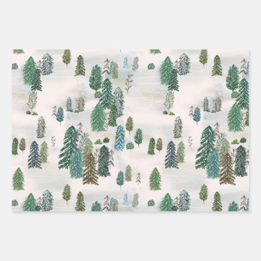 Feuille De Papier Cadeau Forêt d'hiver enchantée (Devant 2)