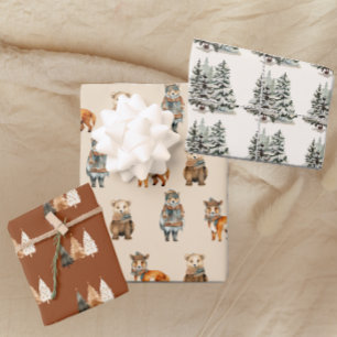 Feuille De Papier Cadeau Forêt forestière Hiver neutre