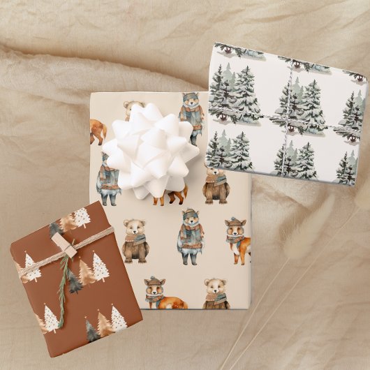 Feuille De Papier Cadeau Forêt forestière Hiver neutre