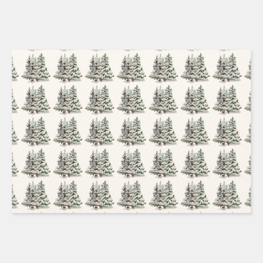 Feuille De Papier Cadeau Forêt forestière Hiver neutre (Devant 3)