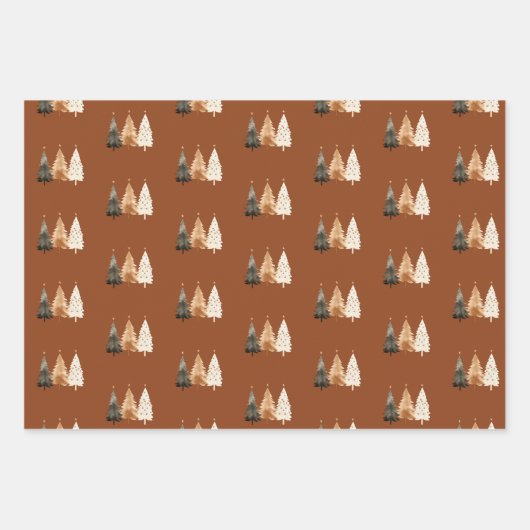 Feuille De Papier Cadeau Forêt forestière Hiver neutre (Devant 2)