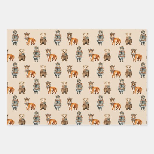 Feuille De Papier Cadeau Forêt forestière Hiver neutre (Devant)