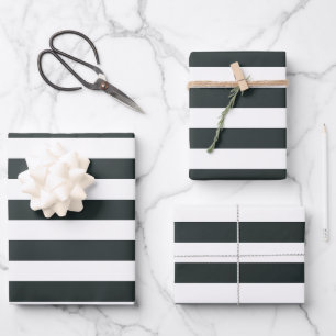 Feuille De Papier Cadeau Forêt-Noire Grandes vertes et blanches