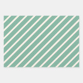 Feuille De Papier Cadeau Forêt vert et beige cinq bandes motif (Devant 2)