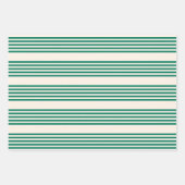 Feuille De Papier Cadeau Forêt vert et beige cinq bandes motif (Devant)