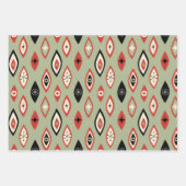 Feuille De Papier Cadeau Formes atomiques modernes du milieu du siècle Vert (Devant 2)