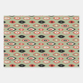 Feuille De Papier Cadeau Formes atomiques modernes du milieu du siècle Vert (Devant)