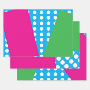 Feuille De Papier Cadeau Formes et couleurs audacieuses de style années 80