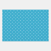 Feuille De Papier Cadeau Formes géométriques blanches et bleues (Devant 3)